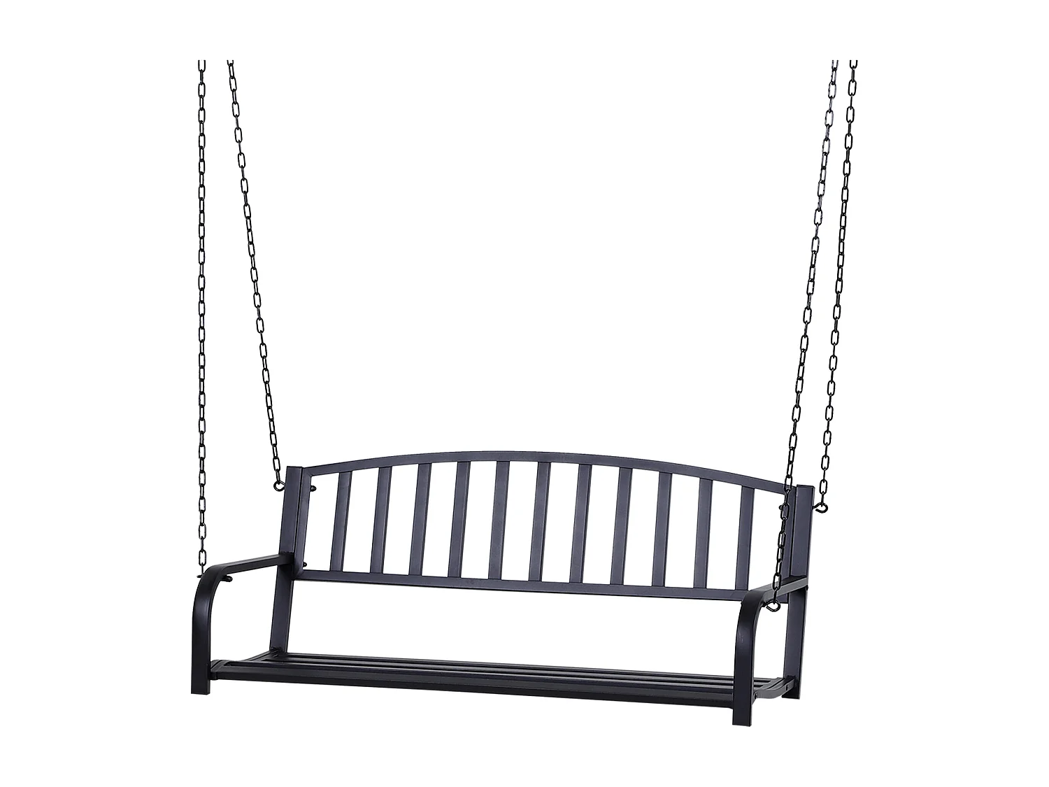 Dondolo sospeso da giardino con 2 posti in metallo 127x60x47 cm nero