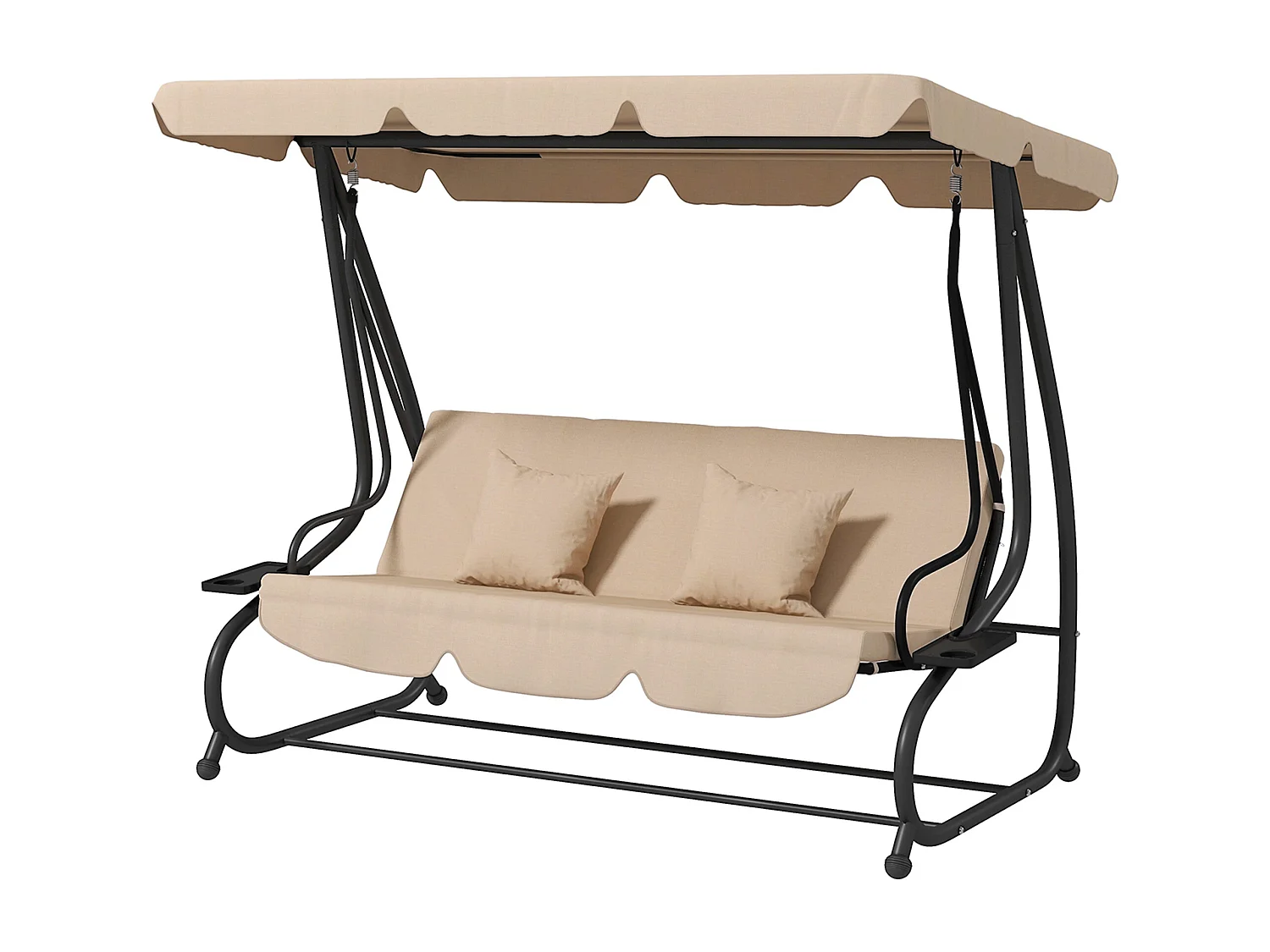 Dondolo letto da giardino 3 posti con tetto regolabile marrone chiaro