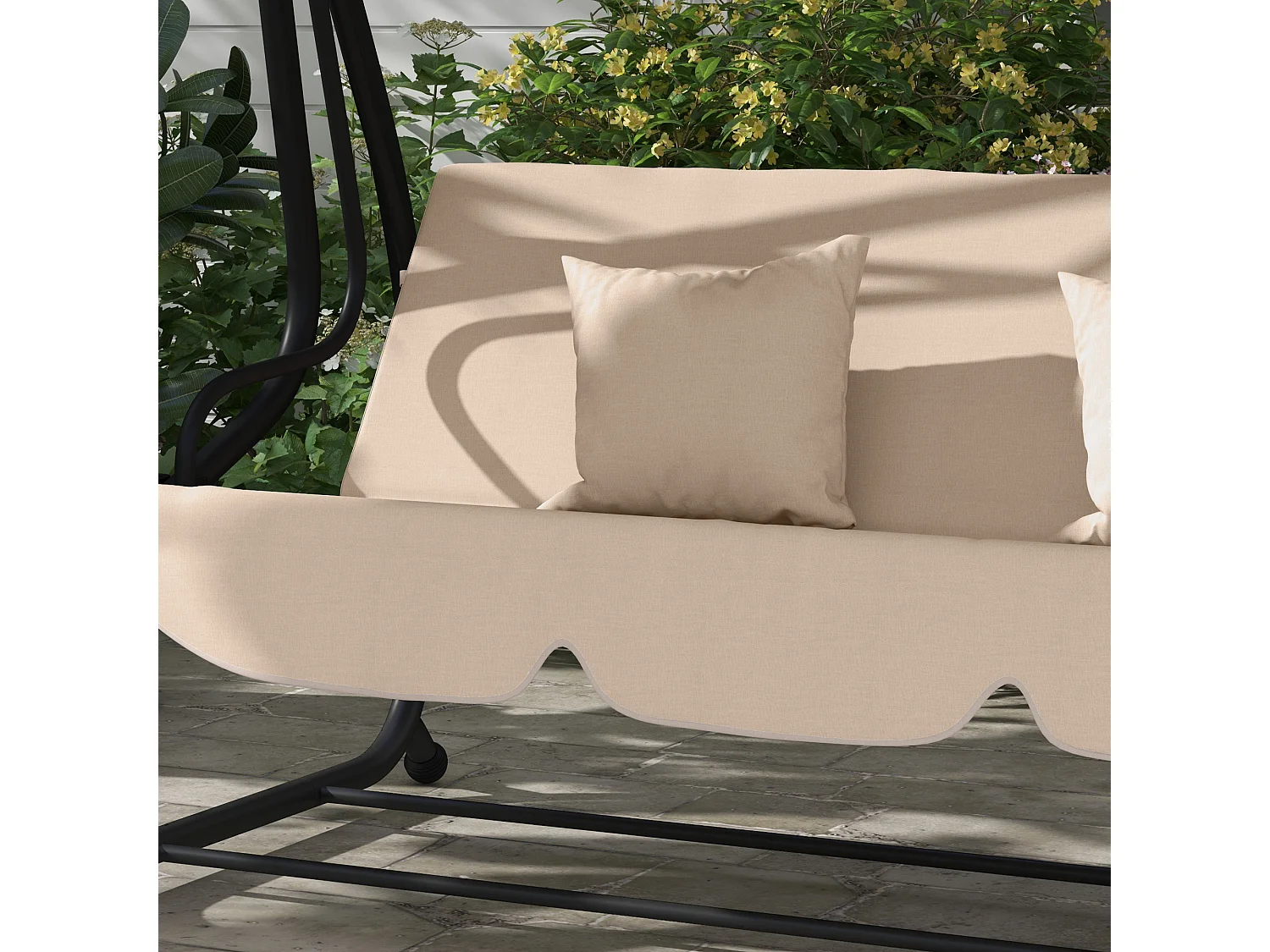 Dondolo letto da giardino 3 posti con tetto regolabile marrone chiaro