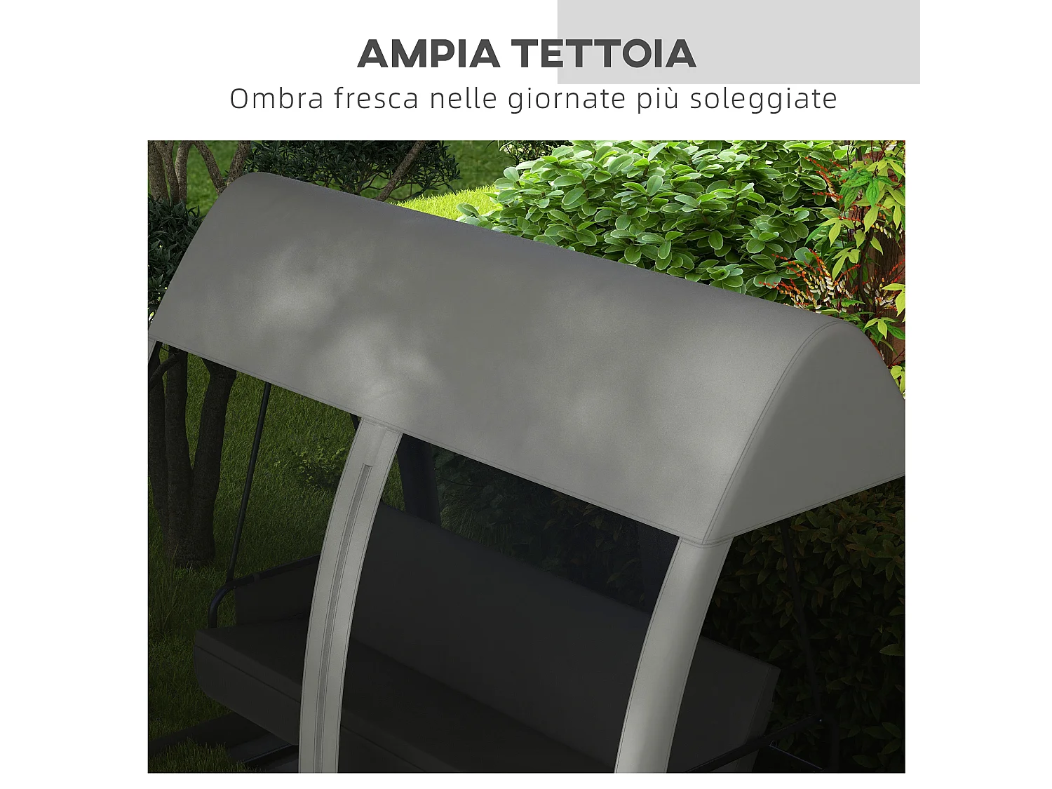 Dondolo da giardino 3 posti convertibile in letto con zanzariera