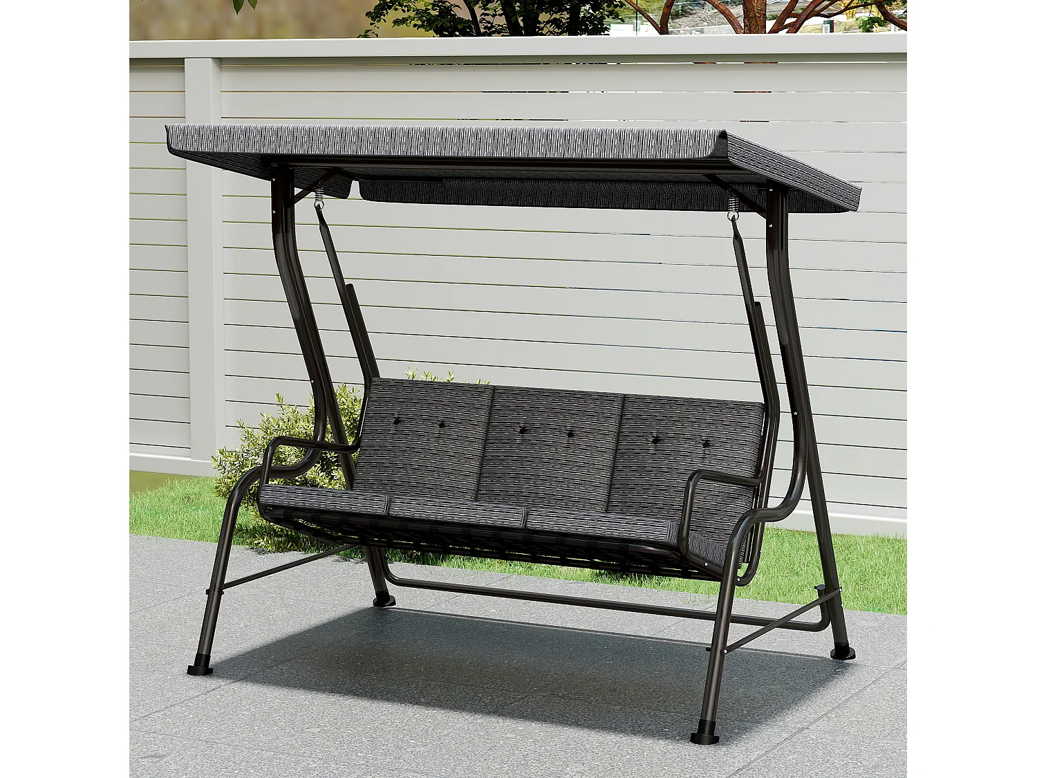 Dondolo da giardino 3 persone tettuccio regolabile cuscini