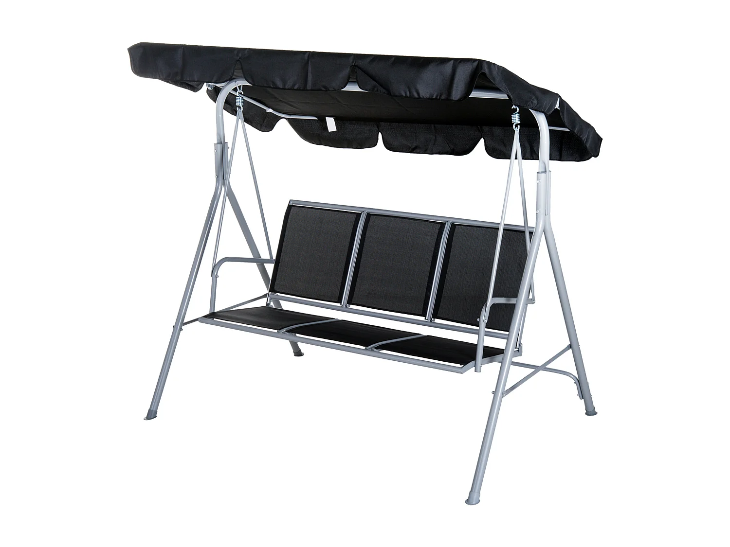 Dondolo da Giardino 3 Posti con Tettuccio Parasole Regolabile Rimovibile