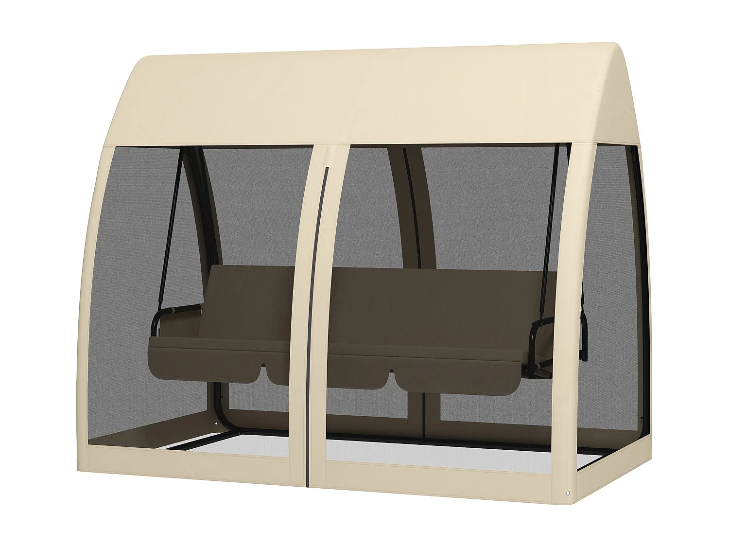 Dondolo da giardino 3 posti convertibile in letto con zanzariera caffè