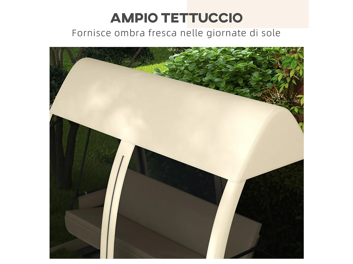 Dondolo da giardino 3 posti convertibile in letto con zanzariera caffè