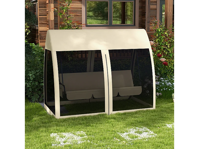 Dondolo da giardino 3 posti convertibile in letto con zanzariera caffè