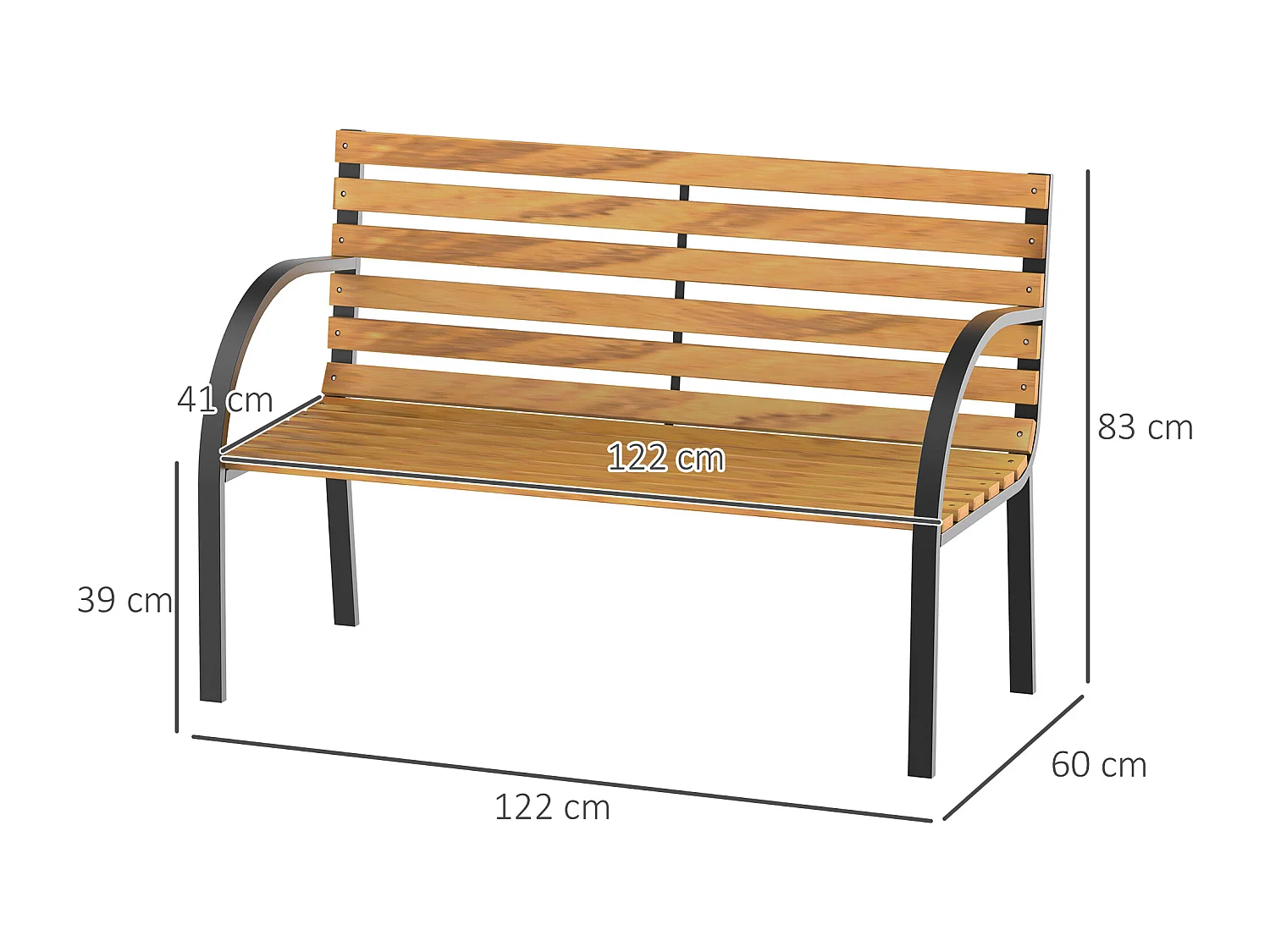 Panca in Legno 2 Posti, Panchina da Esterno, Giardino, Balcone o Terrazzo