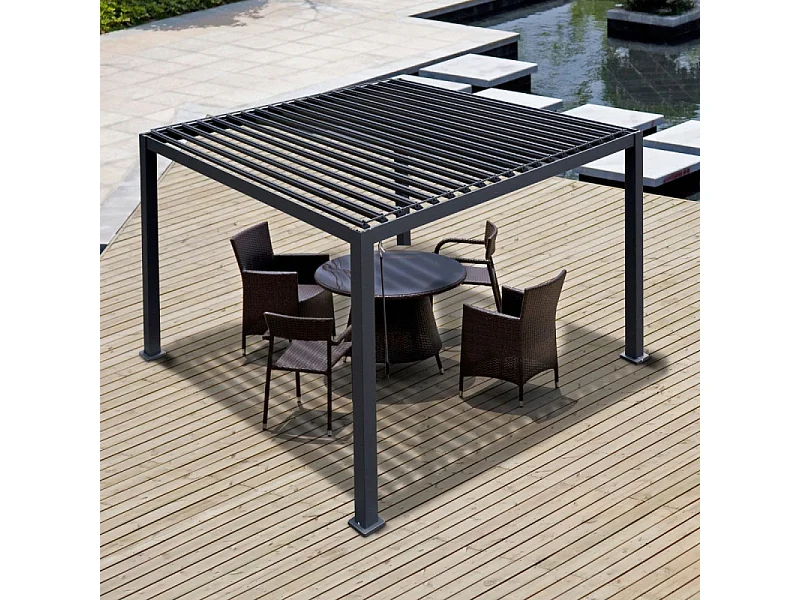 Pergola bioclimatique en aluminium CHALET JARDIN - 3X3M - Anthracite