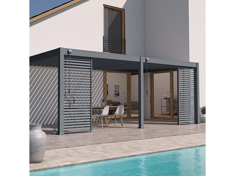Pergola Bioclimatica Ombréa VS 3x6M adossata - Antracite - V2