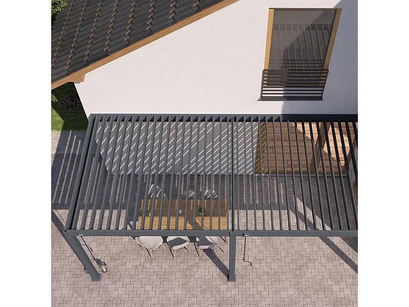Pergola Bioclimatica Ombréa VS 3x6M adossata - Antracite - V2