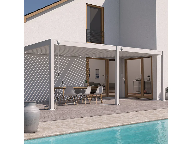 Pergola Bioclimatica Ombréa VS 3x6M adossata - Bianco - V2