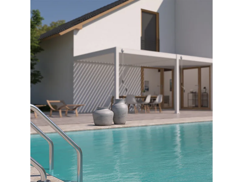 Pergola Bioclimatica Ombréa VS 3x6M adossata - Bianco - V2