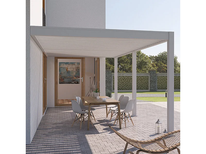 Pergola Bioclimatica Ombréa VS 3x6M adossata - Bianco - V2