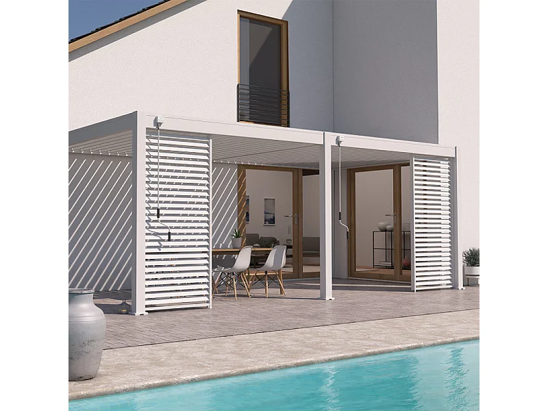 Pergola Bioclimatica Ombréa VS 3x6M adossata - Bianco - V2