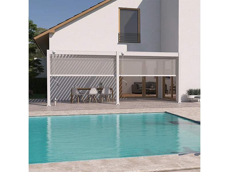 Pergola Bioclimatica Ombréa VS 3x6M adossata - Bianco - V2