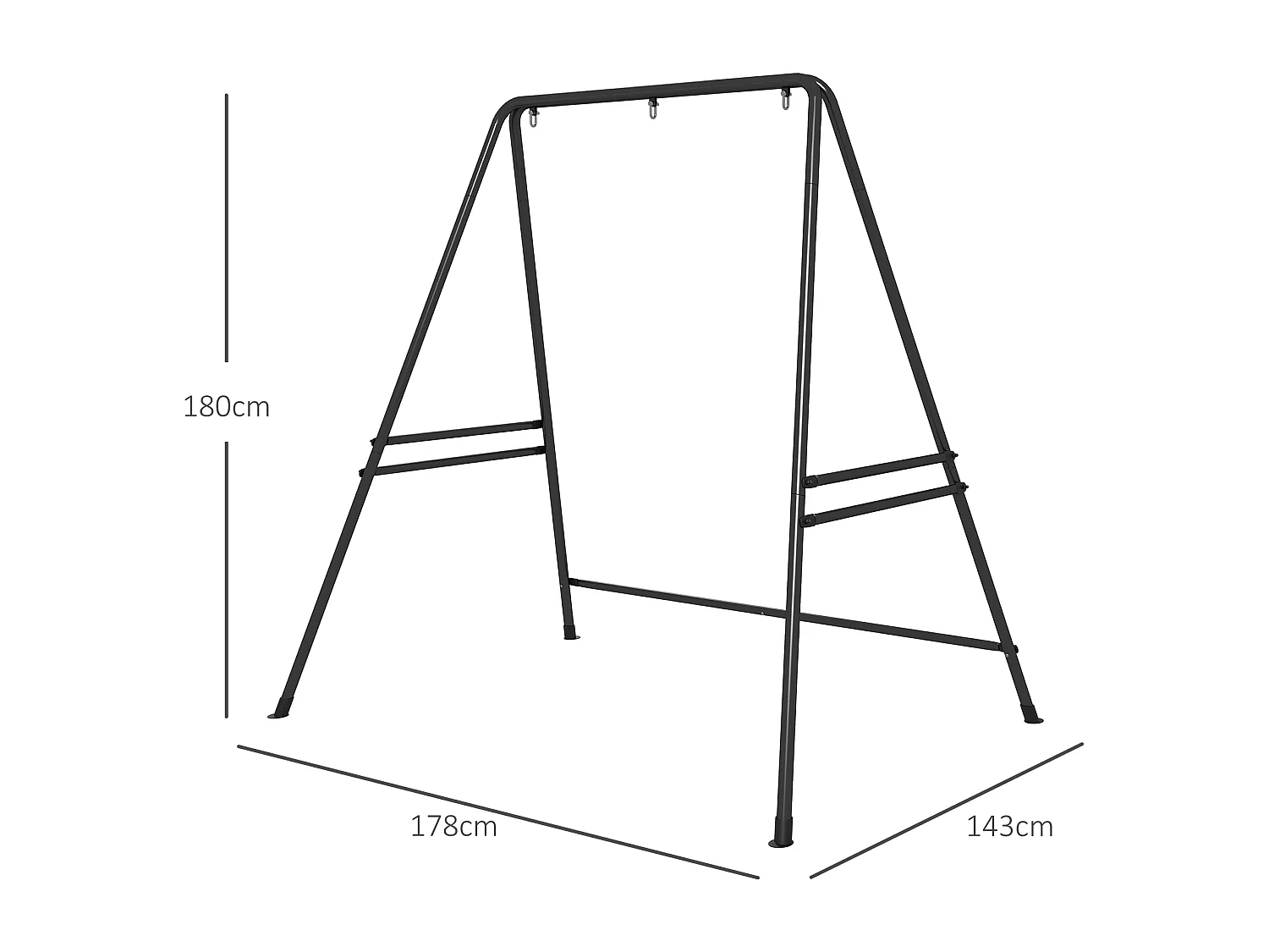 Supporto per amaca e poltrona a uovo in acciaio 178x143x180 cm nero