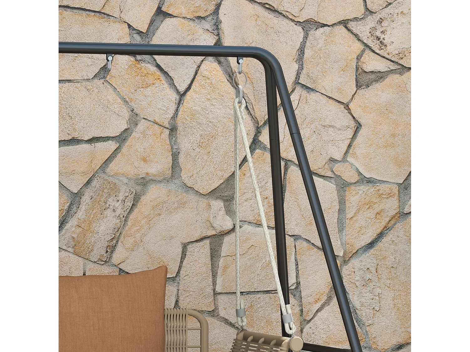 Supporto per amaca e poltrona a uovo in acciaio 178x143x180 cm nero