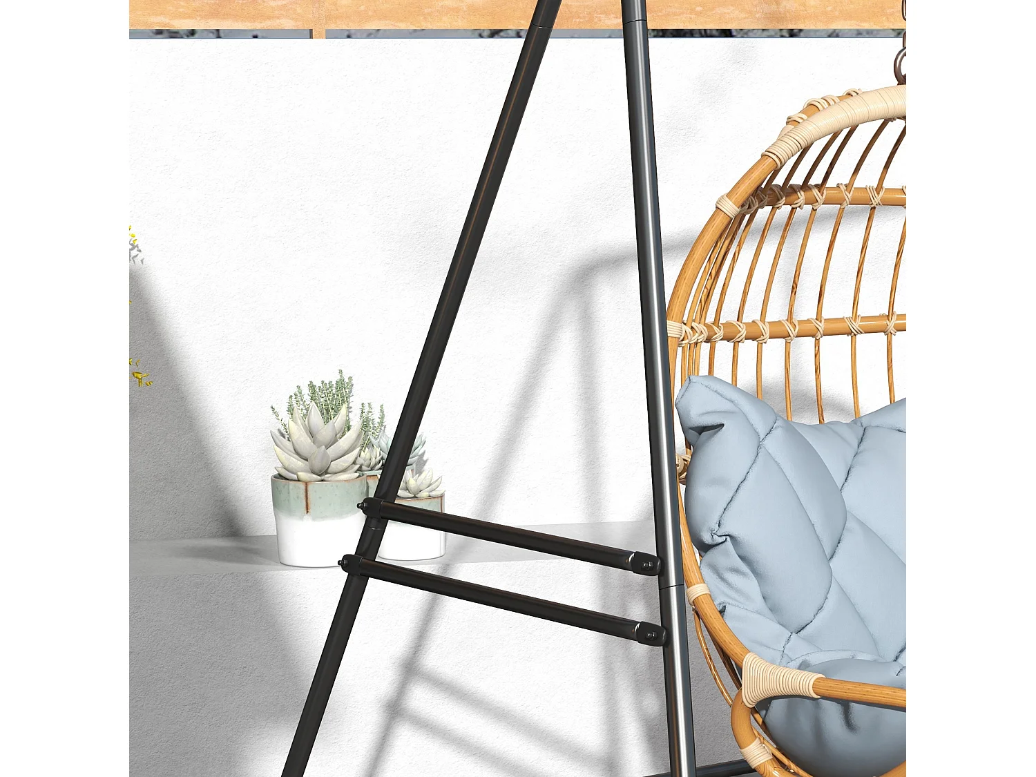 Supporto per amaca e poltrona a uovo in acciaio 178x143x180 cm nero