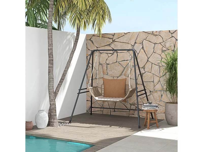 Supporto per amaca e poltrona a uovo in acciaio 178x143x180 cm nero