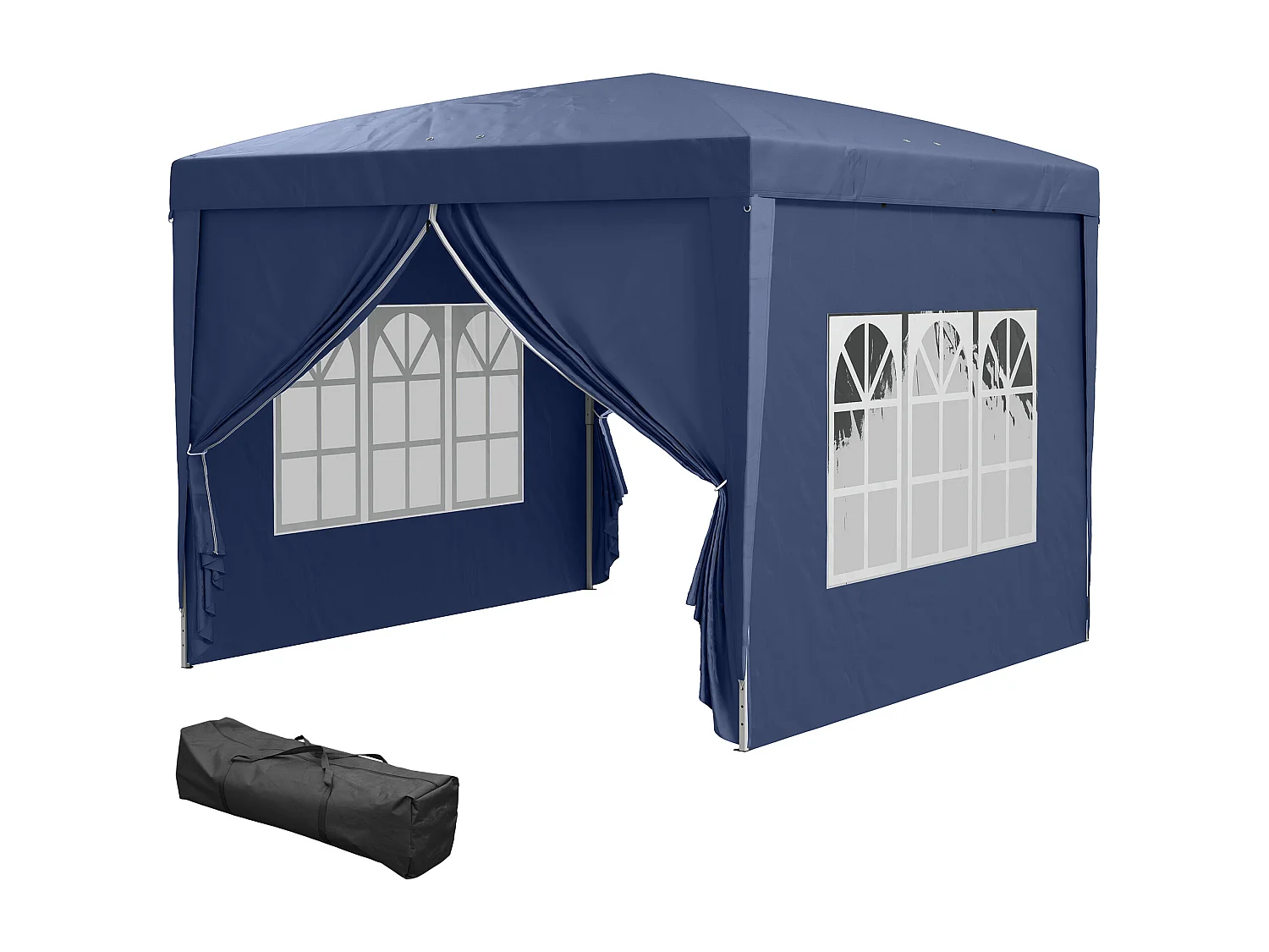 Gazebo da giardino pieghevole con pareti laterali blu