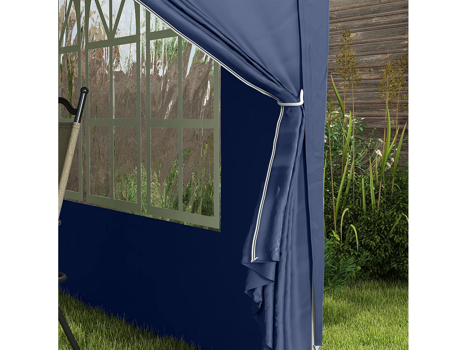 Gazebo da giardino pieghevole con pareti laterali blu