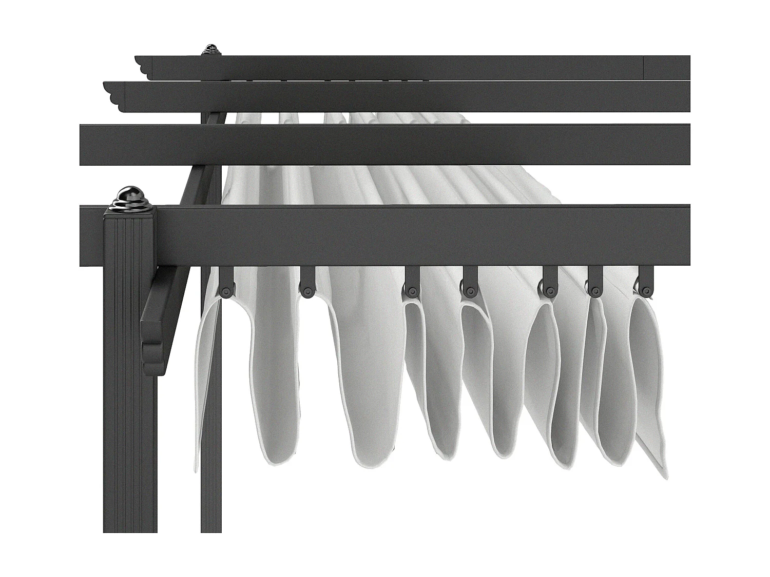 Gazebo pergola 4x4m con tetto retrattile bianco e colonne in alluminio