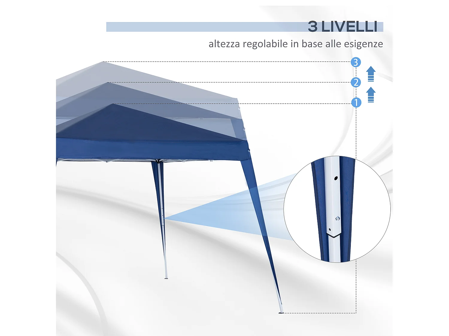 Gazebo pieghevole da giardino 2.4x2.4m in acciaio e poliestere blu