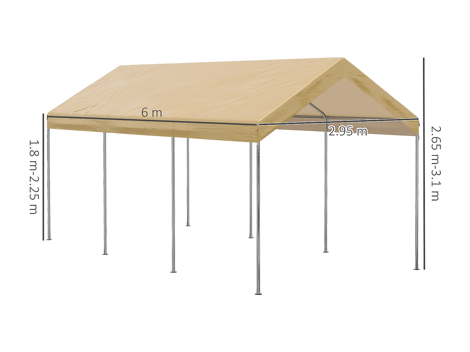 Tendone da giardino ad altezza regolabile per automobili