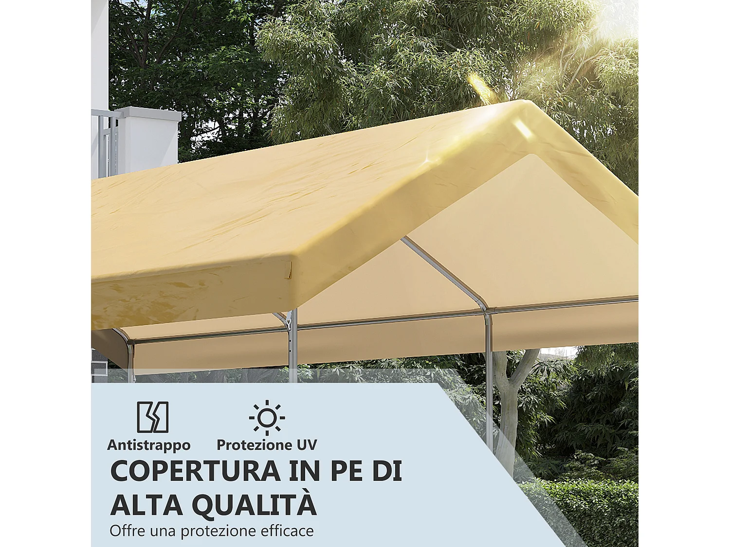 Tendone da giardino ad altezza regolabile per automobili