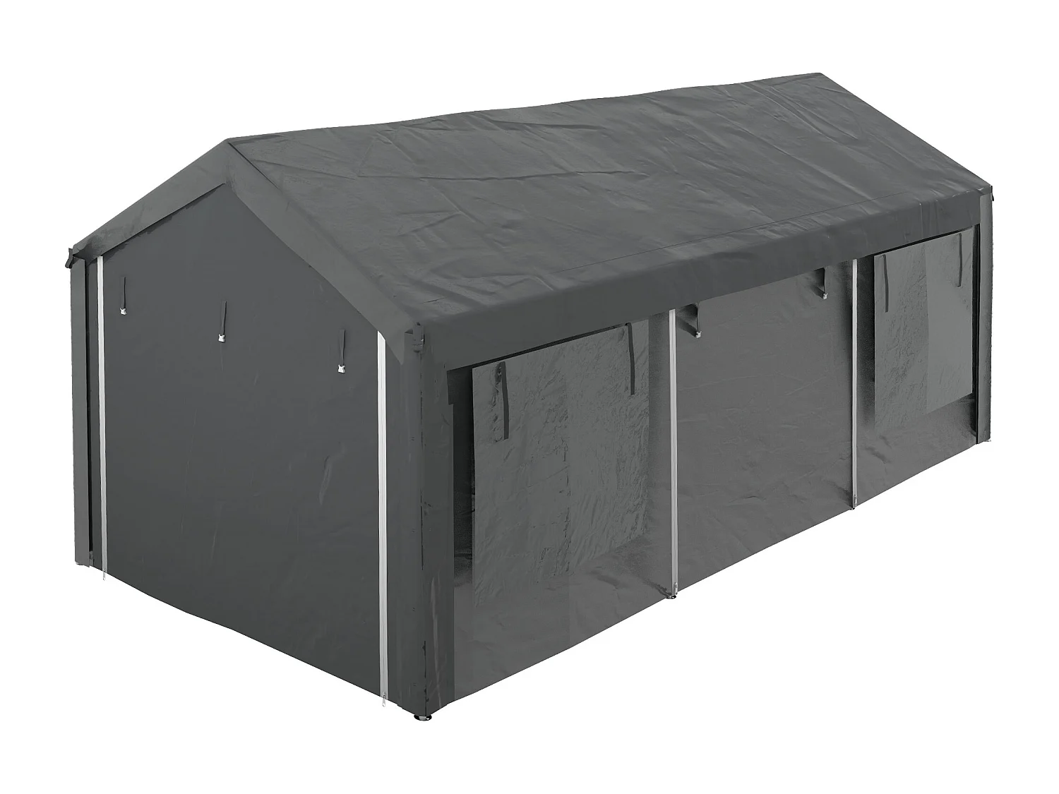 Gazebo per auto 6x3 m con altezza regolabile 4 porte e 4 finestre