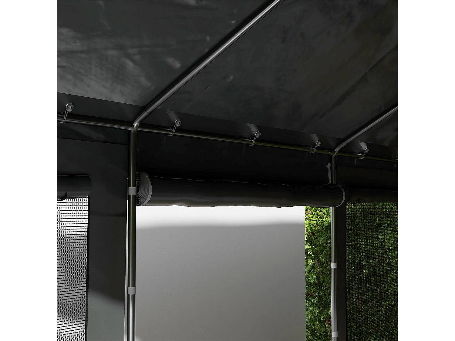 Gazebo per auto 6x3 m con altezza regolabile 4 porte e 4 finestre