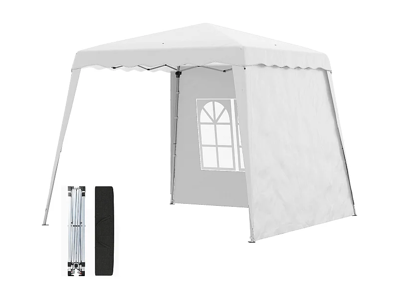 Gazebo da giardino pieghevole con 2 pareti bianco