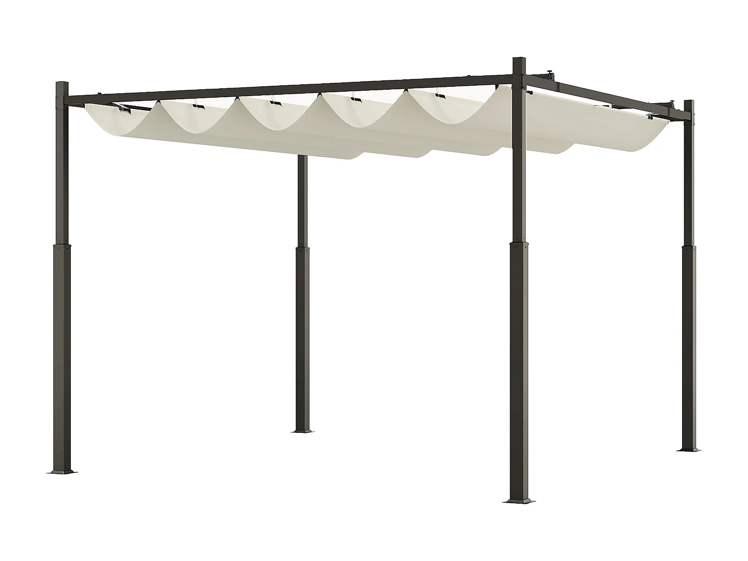 Gazebo pergola 3x3 m con tetto retrattile bianco crema