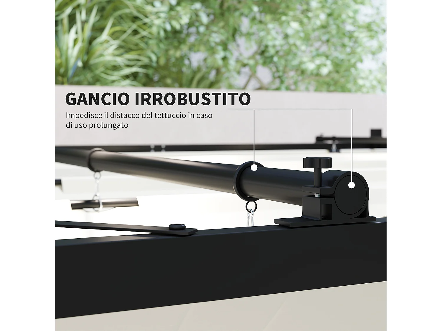 Gazebo pergola 3x3 m con tetto retrattile bianco crema