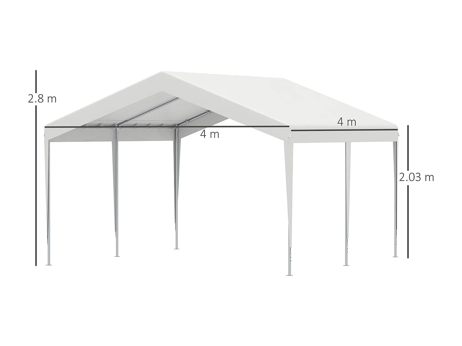 Garage portatile 4x4m con tettoia anti uv pioggia e vento