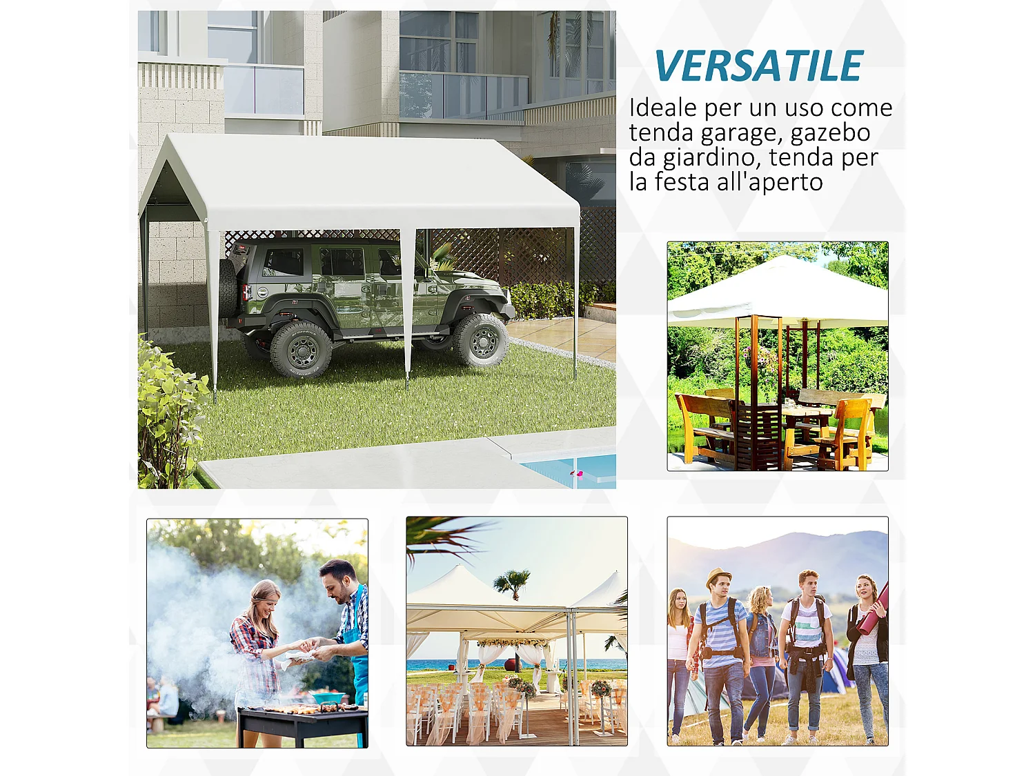 Garage portatile 4x4m con tettoia anti uv pioggia e vento