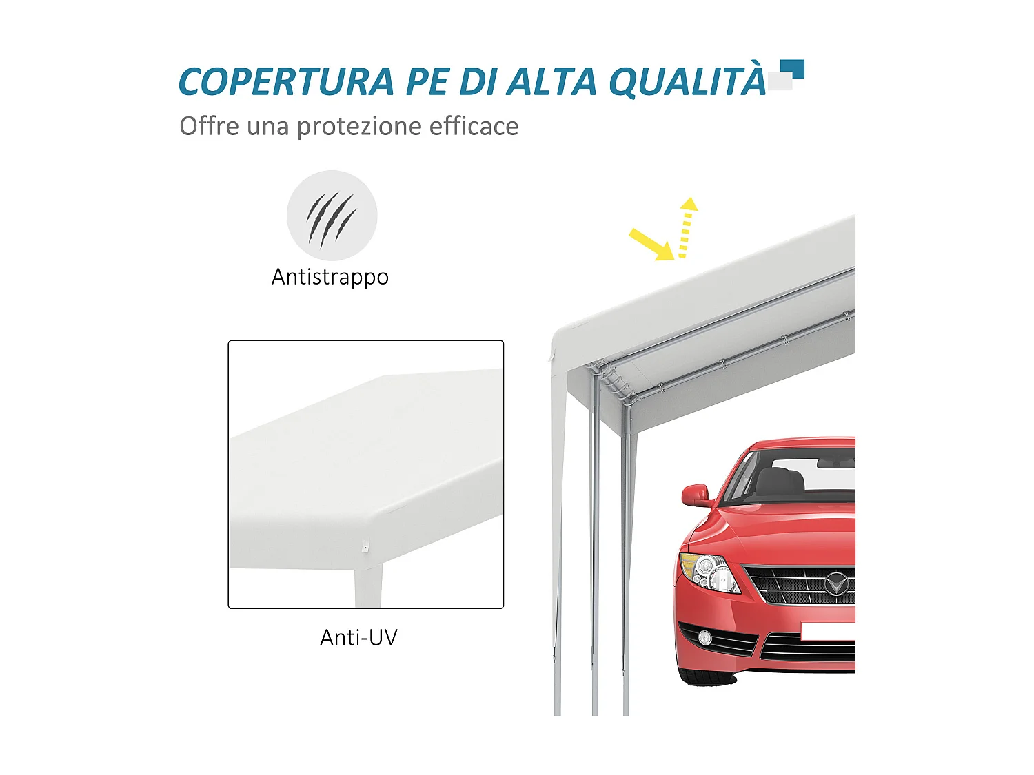 Garage portatile 4x4m con tettoia anti uv pioggia e vento