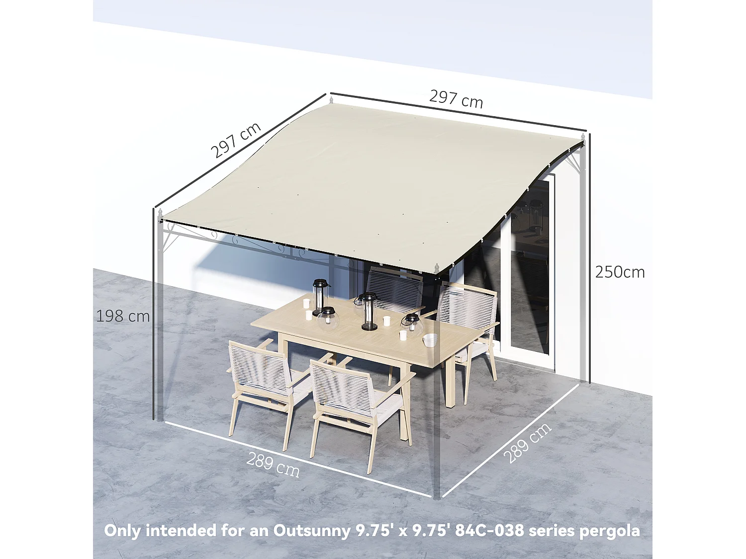 Telo copertura per gazebo 3x3 m in poliestere con 16 fori beige