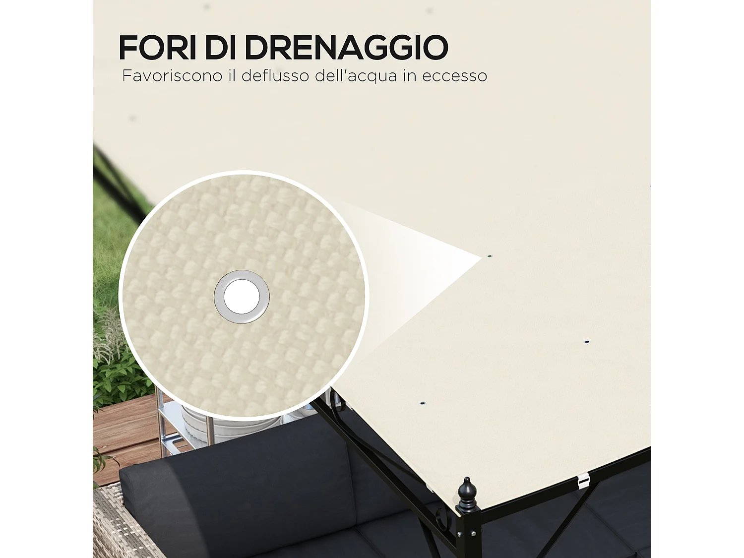 Telo copertura per gazebo 3x3 m in poliestere con 16 fori beige