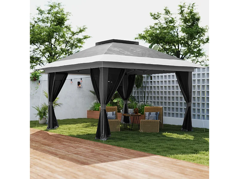 Gazebo pieghevole 3.6x3.6m con altezza regolabile e borsa grigio