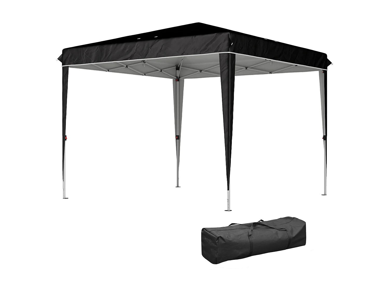 Gazebo 3x3 m ad altezza regolabile in metallo e tessuto nero