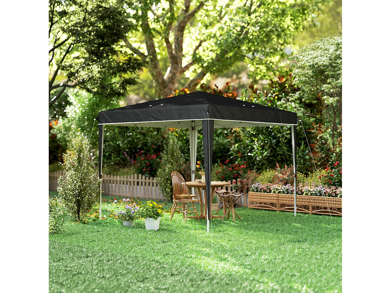 Gazebo 3x3 m ad altezza regolabile in metallo e tessuto nero