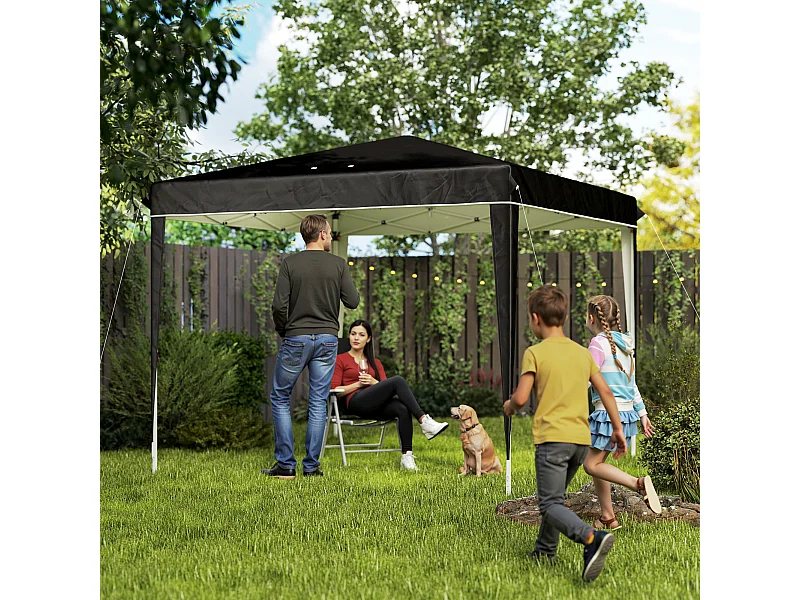 Gazebo 3x3 m ad altezza regolabile in metallo e tessuto nero