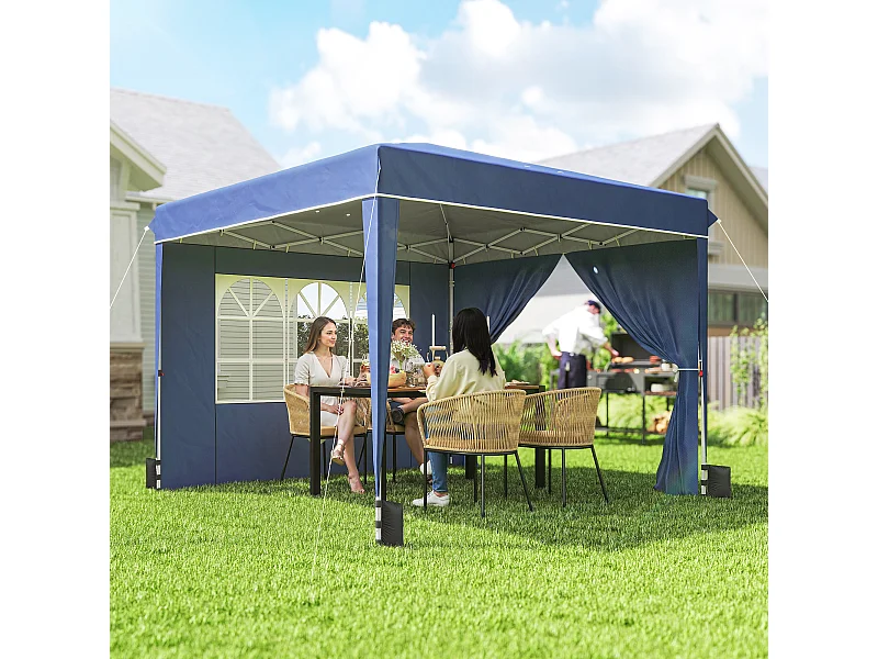 Gazebo pieghevole con pareti e protezione uv50+ blu scuro