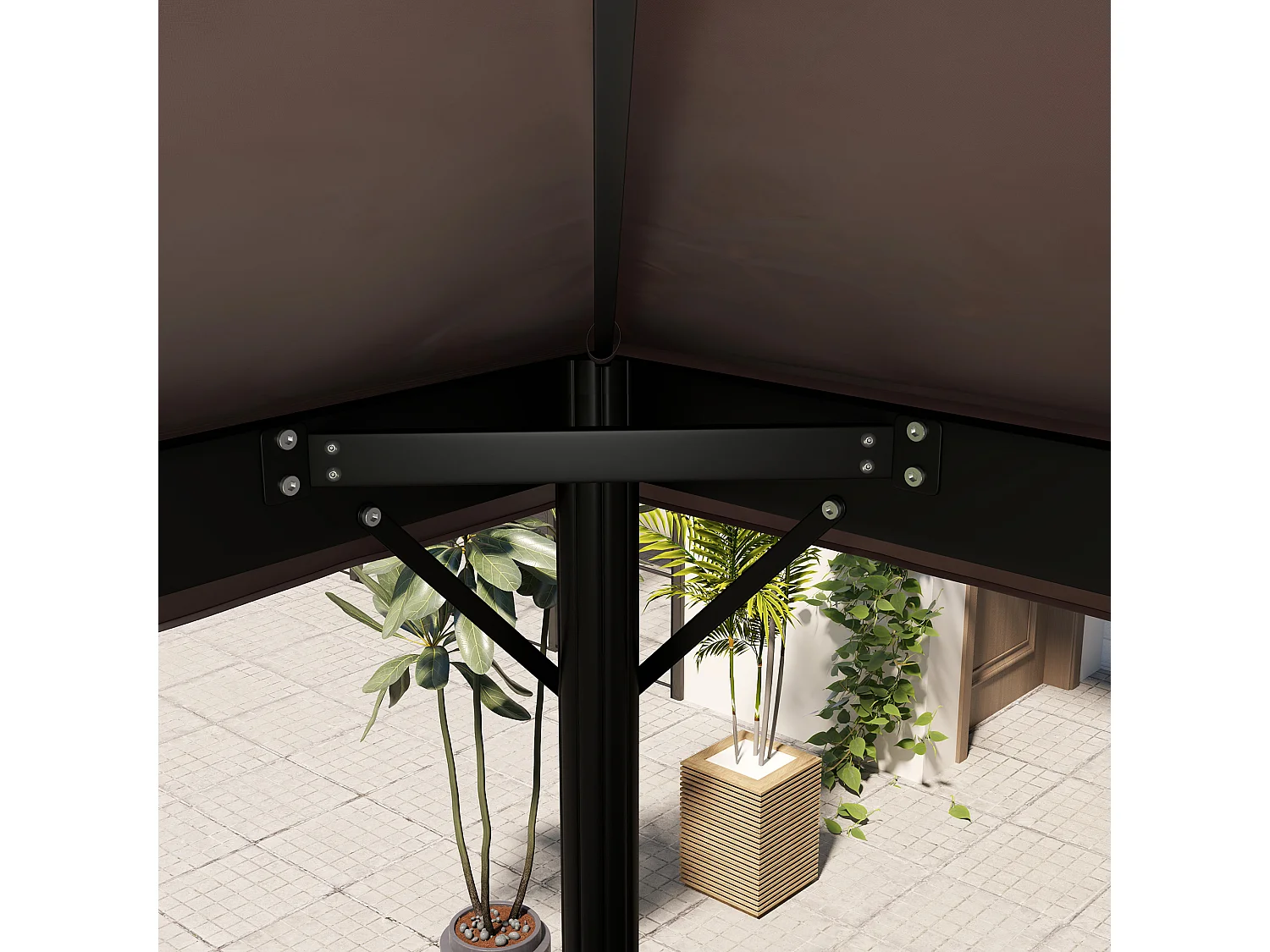 Copertura per gazebo 3x4 m a 2 livelli in tessuto oxford 600d caffè