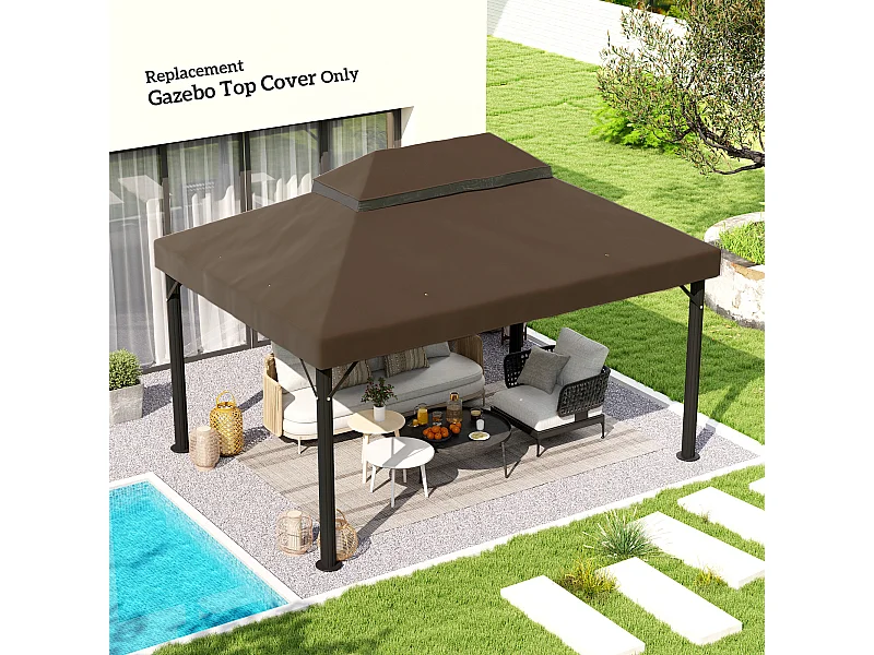 Copertura per gazebo 3x4 m a 2 livelli in tessuto oxford 600d caffè