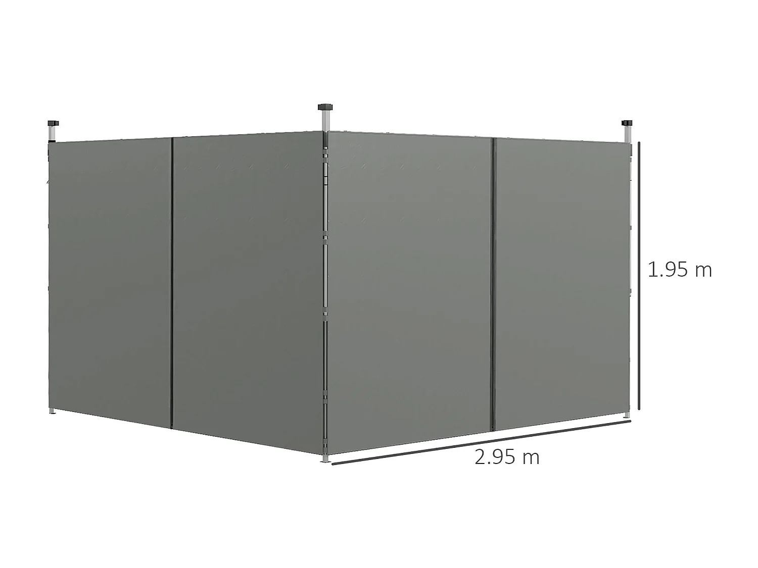 Set 2 pareti gazebo 3x3 m e 3x6 m in tessuto oxford grigio scuro