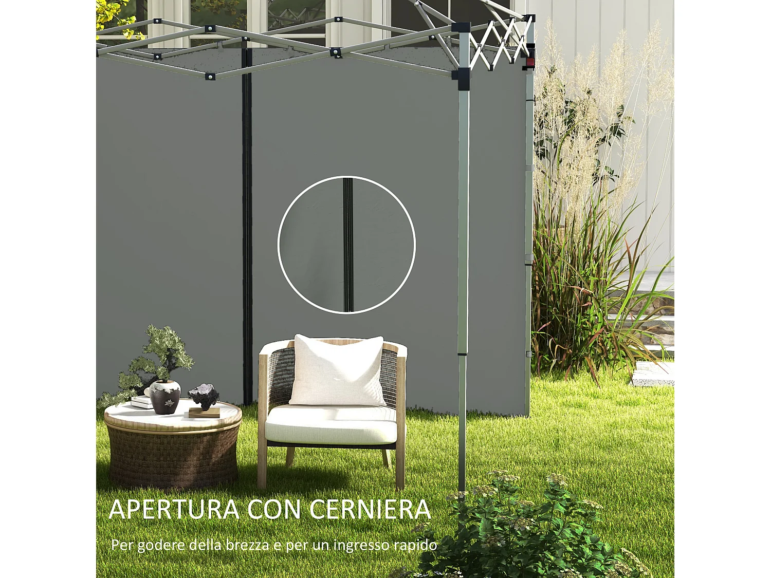 Set 2 pareti gazebo 3x3 m e 3x6 m in tessuto oxford grigio scuro