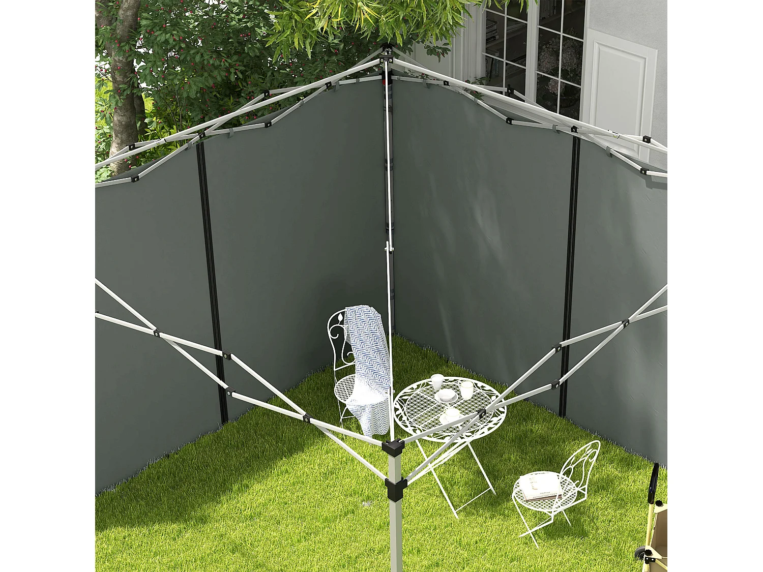 Set 2 pareti gazebo 3x3 m e 3x6 m in tessuto oxford grigio scuro