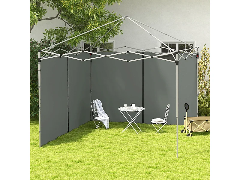 Set 2 pareti gazebo 3x3 m e 3x6 m in tessuto oxford grigio scuro