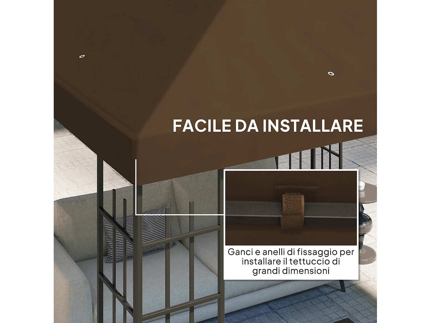 Copertura per gazebo 3x3 m in tessuto oxford 600d marrone